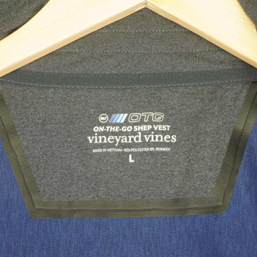 Vineyard Vines On-The-Go Shep Vest Mens L Blue Performance Full Zip Stretch - Picture 4 of 13